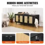 Cat Litter Box Enclosure for 2 Cats, Litter Box Furniture Hidden with Rattan Decorated Doors, Wooden Cat Box Cabinet Fit Most of