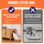 Cat Litter Box Enclosure for 2 Cats, Litter Box Furniture Hidden with Rattan Decorated Doors, Wooden Cat Box Cabinet Fit Most of