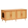 Cat Litter Box Enclosure for 2 Cats, Litter Box Furniture Hidden with Rattan Decorated Doors, Wooden Cat Box Cabinet Fit Most of
