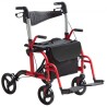 2 in 1 Rollator Walker & Transport Chair for Seniors, Folding Rolling Walker Wheelchair Combo & Footrests, Lightweight Aluminum