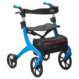 Folding Rollator Walker for Seniors and Adults, Lightweight Aluminum Rolling Walker with Seat and Adjustable Handle, 4-Wheel