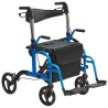 2 in 1 Rollator Walker & Transport Chair for Seniors, Folding Rolling Walker Wheelchair Combo & Footrests, Lightweight Aluminum