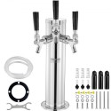 Triple Taps Draft Beer Tower Dispenser, Stainless Steel Keg Beer Tower, Kegerator Tower Kit with Pre-Assembled Tubing and