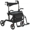 2 in 1 Rollator Walker & Transport Chair for Seniors, Folding Rolling Walker Wheelchair Combo & Footrests, Lightweight Aluminum