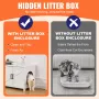 Cat Litter Box Enclosure for 2 Cats, Litter Box Furniture Hidden with Double Rooms, Wooden Cat Box Cabinet Fit Most of Litter Bo