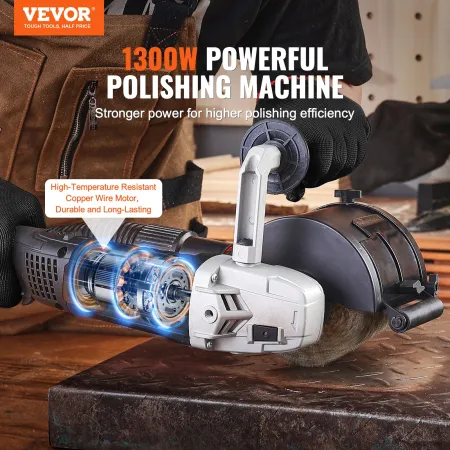 Burnishing Polishing Machine, 1300W 6 Variable Speed Surface Conditioning Tool, Handheld Electric Metal Burnishing Machine with 