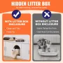 Cat Litter Box Enclosure Wooden Litter Box Furniture Hidden 147.1 cm White