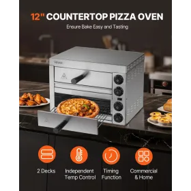 Elektrisk bordplade Pizza Ovn 12 "Justerbar temperatur 0-120min timer