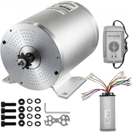 48V DC 1800 Watt Electric brushless  Motor with Controller & Charger 9 Tooth T8F Chain Sprocket and Mounting Bracket for Go