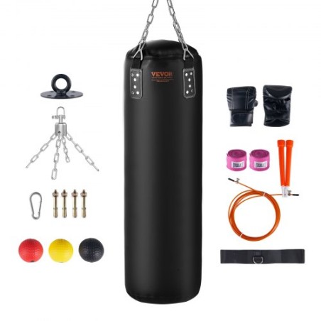 Punching Bag for Adults, 121.9 cm PVC Heavy Boxing Bag Set, Punching Bag with Chains and Gloves, Hanging Boxing Bag for MMA