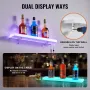 LED Lighted Liquor Bottle Display, 1 Tier 24 Inch Wall Mounted Whiskey Rack Stand, 1 Step Commercial Illuminated Home Bar Shelf,