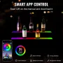 LED Lighted Liquor Bottle Display, 2 Tiers 30 Inch Commercial Illuminated Home Bar Shelf, 2 Steps Whiskey Rack Stand, Acrylic Dr