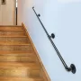 Pipe Stair Handrail, 243.8 cm Staircase Handrail, 199.6 kg Load Capacity Carbon Steel Pipe Handrail, Industrial Pipe Handrail wi