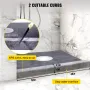 Shower Curb Kit, 48"x48" Watertight Shower Curb Overlay with 4\" PVC Central Bonding Flange, 4\"" Stainless Steel Grate, 2 Cutta
