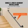 Pipe Stair Handrail, 121.9 cm Staircase Handrail, 199.6 kg Load Capacity Carbon Steel Pipe Handrail, Industrial Pipe Handrail wi