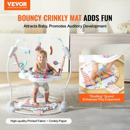 Baby Bouncer, Baby Activity Center 360° Rotation & Adjustable Height, Toddler Play Jumper with Developmental Toys, Music Lights 