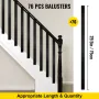 Deck Balusters Metal Deck Spindles 76 Pack 750x25x5mm