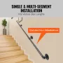 Pipe Stair Handrail, 335.3 cm Staircase Handrail, 199.6 kg Load Capacity Carbon Steel Pipe Handrail, Industrial Pipe Handrail wi