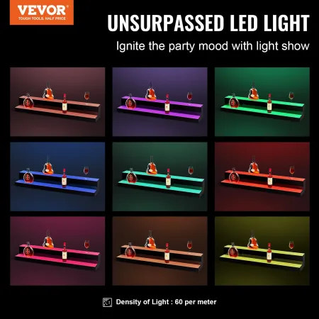LED oplyst spiritusflaske Display Bar Shelf RF & App Control 40