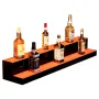 LED Lighted Liquor Bottle Display, 2 Tiers 40 Inch Commercial Illuminated Home Bar Shelf, 2 Steps Whiskey Rack Stand, Acrylic Dr