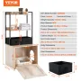 Cat Litter Box Enclosure, Hidden Litter Box Furniture with 2 Storage Shelves & 2 Baskets, Wooden Cat Washroom Indoor, Cat House 