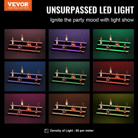 LED oplyst spiritusflaske Display Bar Shelf RF & App Control 40