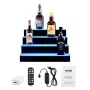 LED Lighted Liquor Bottle Display, 4 Tiers 16 Inch Commercial Illuminated Home Bar Shelf, 4 Steps Whiskey Rack Stand, Acrylic Dr