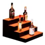 LED Lighted Liquor Bottle Display, 4 Tiers 16 Inch Commercial Illuminated Home Bar Shelf, 4 Steps Whiskey Rack Stand, Acrylic Dr