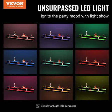LED oplyst spiritusflaske Display Bar Shelf RF & App Control 60