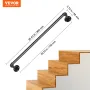 Pipe Stair Handrail, 91.4 cm Staircase Handrail, 199.6 kg Load Capacity Carbon Steel Pipe Handrail, Industrial Pipe Handrail wit