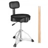Drum Throne with Backrest, 19.3-25.2 in/490-640 mm Height Adjustable, Hydraulic Saddle Padded Drum Stool Seat with Anti-Slip