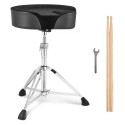Saddle Drum Throne, 22-27.8 in / 560-705 mm Height Adjustable, Padded Drum Stool Seat with Anti-Slip Feet 5A Drumsticks 500 lbs