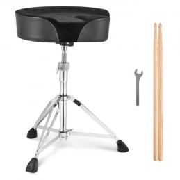 Saddle Drum Throne, 22-27.8 in / 560-705 mm Height Adjustable, Padded Drum Stool Seat with Anti-Slip Feet 5A Drumsticks 500 lbs