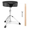 Saddle Drum Throne, 22-27,8 i / 560-705 mm Højde Justerbar, polstret trommestolsæde med anti-slip fødder 5A trommestikker 500