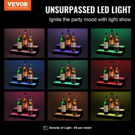 LED oplyst spiritusflaske Display Bar Shelf RF & App Control 16