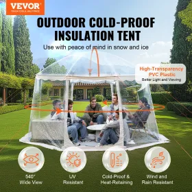 Sports Tent Instant Pop-Up Tent Shelter Weather Proof 8-10 People Clear