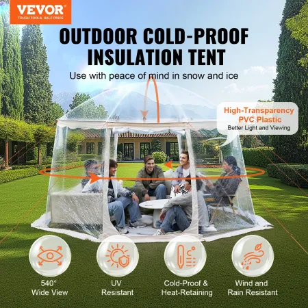 Sports Tent, 8-10 People, Instant Pop-Up Tent Shelter Weatherproof Pod, Outdoor Bubble Clear View Tent, Climate Canopy Shelter f