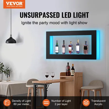 LED oplyst spiritusflaske Display Bar Shelf RF & App Control 48