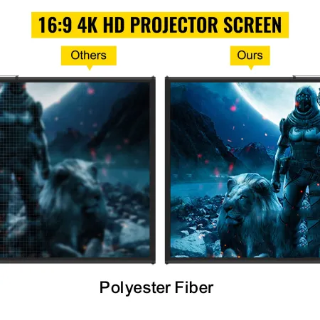Tripod Projector Screen with Stand 70 inch 16:9 4K HD Projection Screen Stand Wrinkle-Free Height Adjustable Portable Screen for