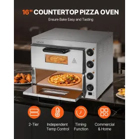 Commercial Countertop Pizza Oven Electric Pizza Oven for 16" Pizza Indoor
