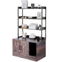 Cat Litter Box Enclosure, Hidden Litter Box Furniture with 3 Storage Shelves, Wooden Cat Washroom Indoor, Large Cat House Cabine