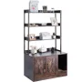 Cat Litter Box Enclosure, Hidden Litter Box Furniture with 3 Storage Shelves, Wooden Cat Washroom Indoor, Large Cat House Cabine