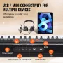 61 Key Digital Keyboard Piano, Lighted Keys, Electric Portable Piano with Adjustable Stand 600 Tones 500 Rhythms Built-In Speake