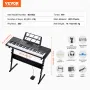 61 Key Digital Keyboard Piano, Lighted Keys, Electric Portable Piano with Adjustable Stand 600 Tones 500 Rhythms Built-In Speake