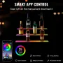 LED Lighted Liquor Bottle Display, 3 Tiers 24 Inch Commercial Illuminated Home Bar Shelf, 3 Steps Whiskey Rack Stand, Acrylic Dr