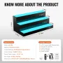 LED Lighted Liquor Bottle Display, 3 Tiers 24 Inch Commercial Illuminated Home Bar Shelf, 3 Steps Whiskey Rack Stand, Acrylic Dr