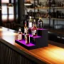 LED Lighted Liquor Bottle Display, 3 Tiers 24 Inch Commercial Illuminated Home Bar Shelf, 3 Steps Whiskey Rack Stand, Acrylic Dr
