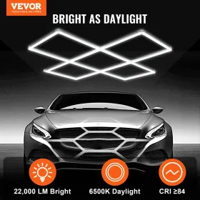 Square LED Garage Lights 22000LM 5 Grids Bright Car Detailing Shop Light