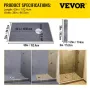 Shower Curb Kit, 38\"x60\"" Watertight Shower Curb Overlay with 4\"" ABS Offset Bonding Flange, 4\"" Stainless Steel Grate, 2 Cu
