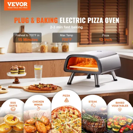 Elektrisk pizza Ovn bordplade Pizza Maker til 12 "Pizza Indoor